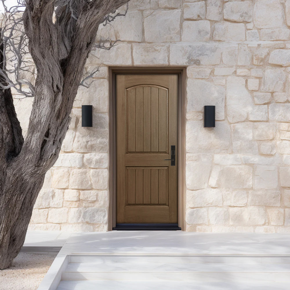 2-Panel Arch V-Groove Double Door-FG-2 | 72" x 80" 2-Panel Arch V-Groove Fiberglass Entry Double Door