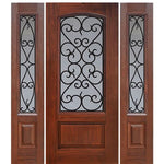 1 Panel Arch Lite Palermo Design Fiberglass Entry Door with Two Sidelites