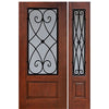 1 Panel 3/4 Lite Charleston Design Fiberglass Entry Door with Sidelite