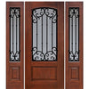 1 Panel Arch Lite Valencia Design Fiberglass Entry Door with Two Sidelites