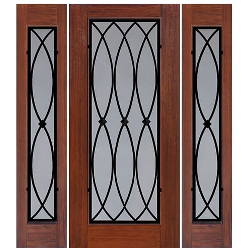 Full Lite LaSalle Design Fiberglass Entry Door with Two Sidelites
