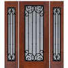 Full Lite Valencia Design Fiberglass Entry Door with Two Sidelites