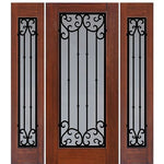 Full Lite Valencia Design Fiberglass Entry Door with Two Sidelites