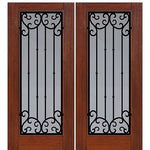 Full Lite Valencia Design Fiberglass Double Entry Door