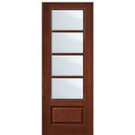 96" Tall 3/4 Lite 1 Panel 4 Lite SDL Horizontal, Fiberglass Entry Door