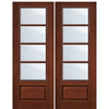 96" Tall 3/4 1 Panel 4 Lite SDL Horizontal, Fiberglass Entry Double Door