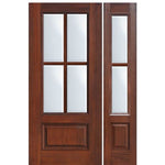 80" Tall 3/4 Lite 1-Panel 4-Lite SDL Fiberglass Entry Door One Sidelite