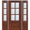 3/4 Lite 1 Panel 6 Lite SDL, Fiberglass Entry Door with Two Sidelites