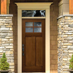 Craftsman 4 Lite SDL | 80" Tall Craftsman Style 4-Lite SDL Fiberglass Entry Door with Mahogany Wood Grain