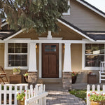 Craftsman 4 Lite SDL | 80" Tall Craftsman Style 4-Lite SDL Fiberglass Entry Door with Mahogany Wood Grain