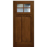 80" Tall Craftsman Style 4-Lite SDL Fiberglass Entry Door with Mahogany Wood Grin