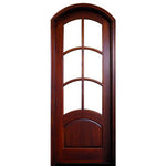 Pre-hung 36"x96" Eyebrow Radius Mahogany Door, True Divided 6-Lite, Arched Glass Panels