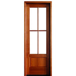 4-Lite TDL 96" Mahogany Entry Door with Clear Beveled or Flemish Low-E Glass