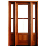 4-Lite TDL 96" Mahogany Entry Door and Two Sidelites with Clear Beveled or Flemish Low-E Glass