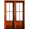 4-Lite TDL 96" Mahogany Double Entry Door with Clear Beveled or Flemish Low-E Glass