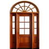 80" 6-Lite TDL Mahogany Entry Door with Two Sidelites and Half Round Top Transom with Clear Beveled Low-E Glass