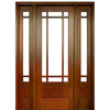 9-Lite TDL Mahogany Entry Door and Two Sidelites with Clear Beveled Low-E Glass