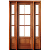 96" 6-Lite TDL Mahogany Entry Door with Two Sidelites and Clear Beveled or Flemish Low-E Glass
