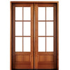 96" 6-Lite TDL Mahogany Double Entry Door with Clear Beveled or Flemish Low-E Glass