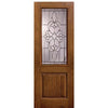 1 Panel 2/3 Lite Courtlandt, Knotty Alder Wood Grain Fiberglass Entry Door