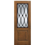 1 Panel 2/3 Lite La Salle, Knotty Alder Wood Grain Fiberglass Entry Door