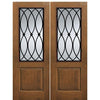 1 Panel 2/3 Lite La Salle, Knotty Alder Wood Grain Fiberglass Double Entry Door