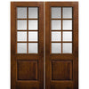 96" Tall 2/3 Lite SDL, 8 Lite Fiberglass Entry Double Doors with Knotty Alder Wood Grain