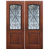 1 Panel Arch Lite St. Charles, Knotty Alder Wood Grain Fiberglass Double Entry Door
