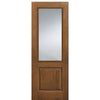 2/3 Lite Fiberglass Exterior Door with Privacy or Clear Glass and Knotty Alder Wood Grain 