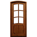Pre-hung 42"x96"x2-1/4" Eyebrow Radius Knotty Alder 6-Lite TDL Entry Door with Grooved Bottom Panel