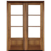 3-Lite TDL Mahogany Double Entry Door with Clear Beveled Low-E Glass