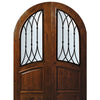 8'-0" Tall Knotty Alder Round Top Double Doors with Warwick Wrought Iron Grille