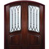 8'-0" Tall Mahogany Arch Top Double Doors with Warwick Wrought Iron Grille