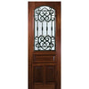 8'-0" Tall Mahogany Arch Lite Door with Barcelona Wrought Iron Grille