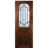 8'-0" Tall Mahogany Arch Lite Door with Valencia Wrought Iron Grille