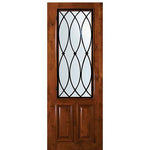 8'-0" Tall Knotty Alder 2/3 Lite Door with La Salle Wrought Iron Grille