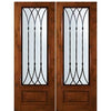 8'-0" Tall Knotty Alder 3/4 Lite Double Doors with Warwick Wrought Iron Grille