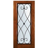 6'-8" Tall Knotty Alder Full Lite Door with Charleston Wrought Iron Grille