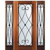 6'-8" Tall Mahogany Full Lite Door and Two Sidelites with Charleston Wrought Iron Grille