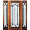 6'-8" Tall Mahogany Full Lite Door and Two Sidelites with Valencia Wrought Iron Grille