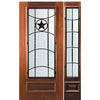 6'-8" Tall Mahogany 3/4 Lite Door and One Sidelite with Texan Lone Star Wrought Iron Grille