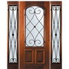 6'-8" Tall Mahogany Arch Lite Door and Two Sidelites with Charleston Wrought Iron Grille