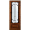 8'-0" Tall Knotty Alder 3/4 Lite Door with Valencia Wrought Iron Grille