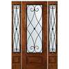 8'-0" Tall Knotty Alder 3/4 Lite Door and Two Sidelites with Charleston Wrought Iron Grille