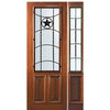 8'-0" Tall Mahogany 2/3 Lite Door and One Sidelite with Texan Lone Star Wrought Iron Grille