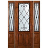 8'-0" Tall Knotty Alder 2/3 Lite Door and Two Sidelites with Charleston Wrought Iron Grille