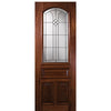 8'-0" Arch Lite Mahogany Wood Entry Door with Cantania Decorative Glass