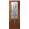 8'-0" 2/3 Lite Mahogany Wood Entry Door with Brazos Decorative Glass