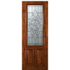 8'-0" 2/3 Lite Knotty Alder Wood Entry Door with Brazos Decorative Glass