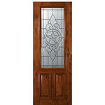 8'-0" 2/3 Lite Knotty Alder Wood Entry Door with Brazos Decorative Glass